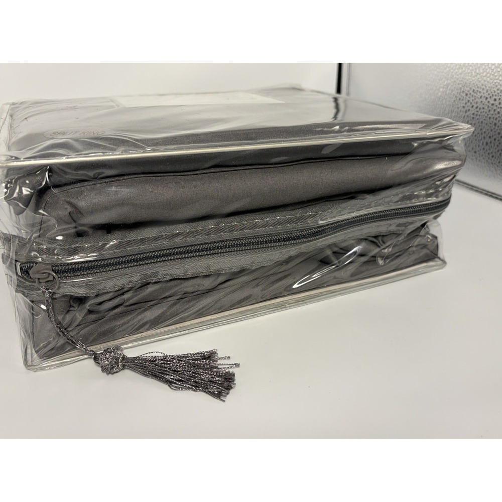 NESTL Split King SIZE 5 PIECE BED SHEET SET. Grey Hypoallergenic New/1800 Ct - Picture 8 of 11